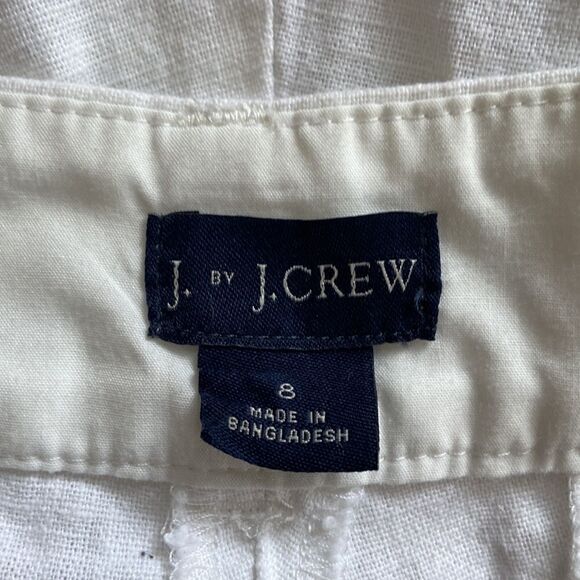 J. Crew White Partial Linen Scalloped Edge Hem Shorts Size 8 - Picture 7 of 8
